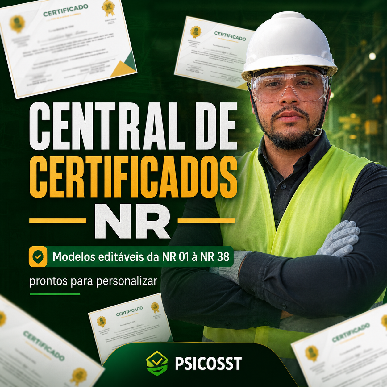 Central de certificados NR com modelos editáveis da NR 01 à NR 38