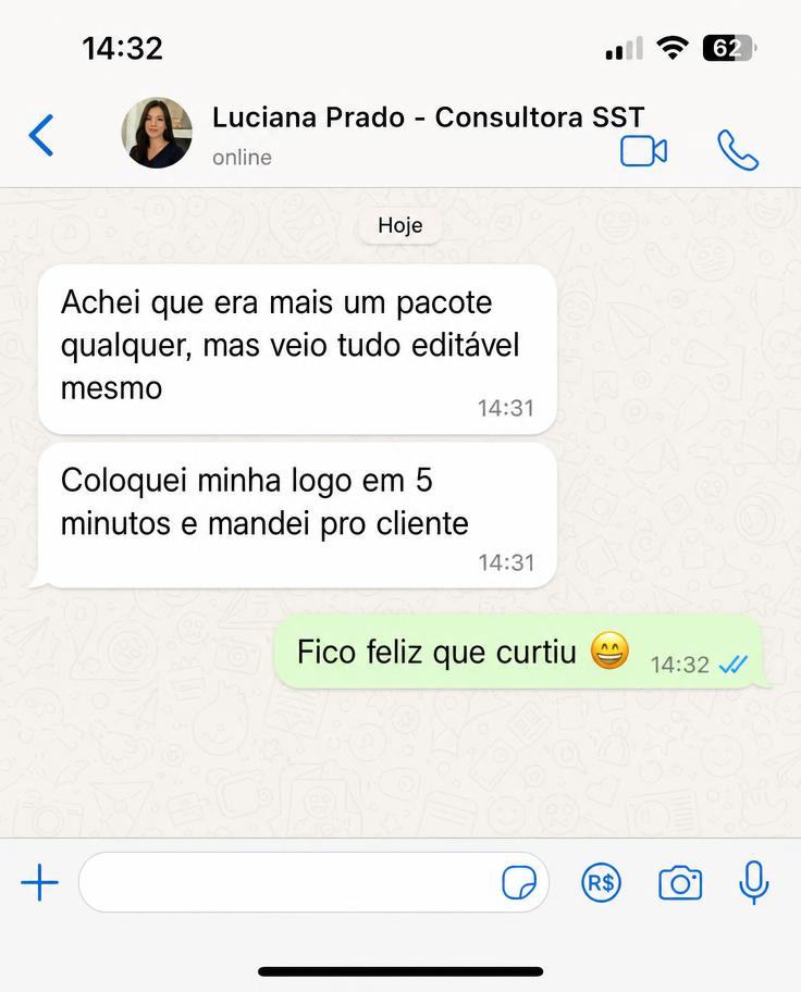Print de WhatsApp: consultora colocou a logo nos documentos em 5 minutos
